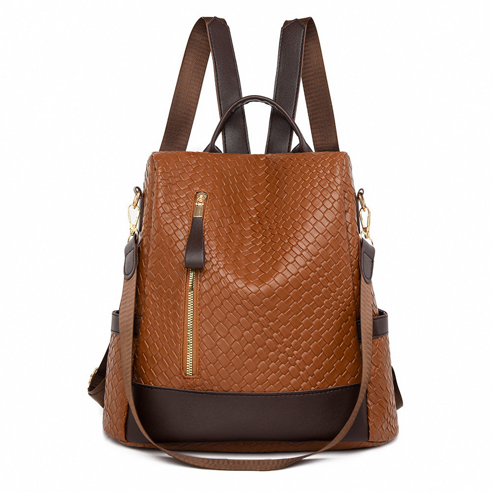 Soft Leather Women's Fashion Woven Backpack